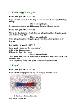 Giải SGK Khoa học tự nhiên 7 Bài 19: Từ trường| Chân trời sáng tạo