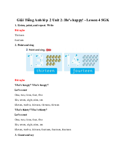 Unit 2: He’s happy! - Lesson 4 SGK | Tiếng Anh lớp 2 Family and Friends