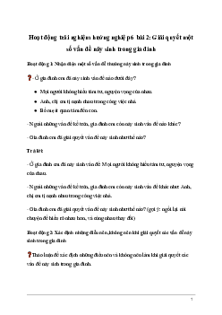 Giải Hoạt động trải nghiệm 6: Giải quyết một số vấn đề nảy sinh trong gia đình | Kết nối tri thức