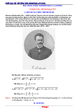 Áp dụng bất đẳng thức Minkowski giải bài toán cực trị số phức và Oxyz Toán 12