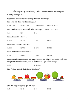 Đề cương ôn tập học kì 2 lớp 2 môn Toán | Chân trời sáng tạo