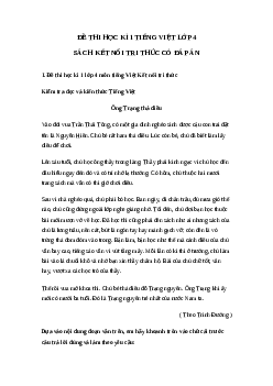 Đề ôn thi học kì 1 môn Tiếng Việt 4 Kết nối tri thức - Đề số 2