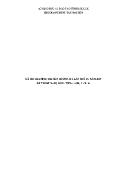 Đề thi Olympic 10 tháng 3 lần thứ 3 môn Tiếng Anh năm 2019 môn Tiếng Anh 10 PTDTNT Tây Nguyên