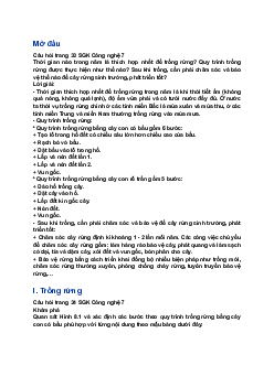 Giải SGK Công nghệ 7 bài 8: Trồng, chăm sóc và bảo vệ rừng| Kết nối tri thức