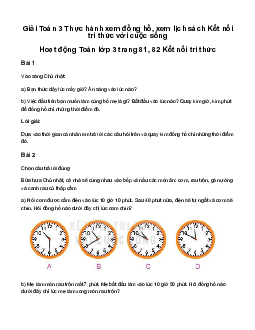 Giải Toán 3 Bài 67: Thực hành xem đồng hồ, xem lịch | Kết nối tri thức