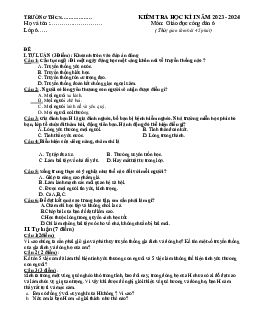 Đề thi học kì 1 môn Giáo dục công dân 6 năm 2023 - 2024 sách Cánh diều | Đề 5