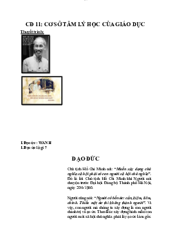 Cơ sở tâm lý học của giáo dục đạo đức | Đại học Sư Phạm Hà Nội