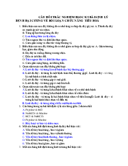 Câu hỏi trắc nghiệm ôn tập bài Đại cương về rối loạn chức năng tiêu hóa có đáp án
