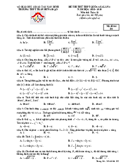 Đề thi thử Toán THPT QG 2019 lần 2 trường THPT Trần Hưng Đạo – Nam Định