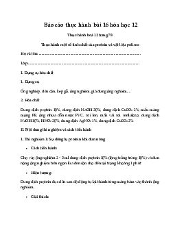 Báo cáo thực hành bài 16 hóa học 12