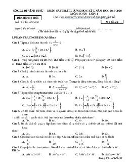 Đề thi học kỳ 1 Toán 11 năm học 2019 – 2020 sở GD&ĐT Vĩnh Phúc