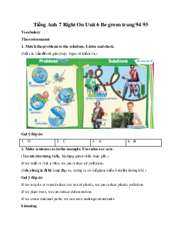 Tiếng Anh 7 Right On Unit 6 Be green trang 94 95