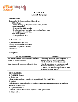 Review 1 | Giáo án Tiếng Anh 11 Global Success