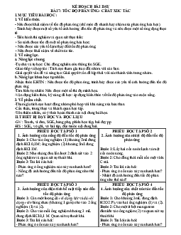 Giáo án Khoa học tự nhiên 8 Bài 7: Tốc độ phản ứng và chất xúc tác | Kết nối tri thức