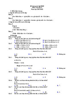 Đề cương ôn thi học kì 2 môn Tin học 8 năm 2022 - 2023