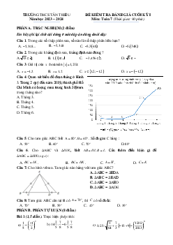 Đề cuối kỳ 1 Toán 7 năm 2023 – 2024 trường THCS Tân Triều – Hà Nội