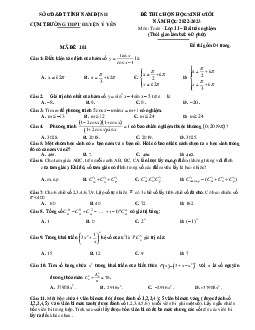 Đề học sinh giỏi Toán 11 năm 2022 – 2023 cụm THPT huyện Ý Yên – Nam Định