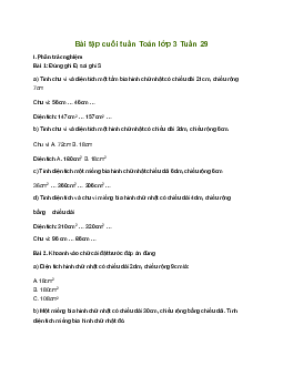 Bài tập cuối tuần lớp 3 môn Toán Cánh Diều - Tuần 29