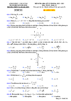 Đề học kỳ 1 Toán 12 năm 2022 – 2023 trường THPT Tạ Quang Bửu – TP HCM