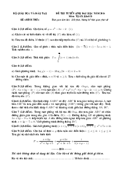 Đề thi và đáp án môn Toán khối D năm 2014