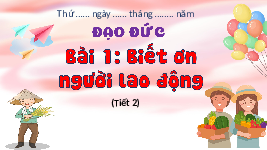 Giáo án điện tử  Đạo Đức  4 KNTT -  Kết Nối Tri Thức:  Biết ơn người lao động ( tiết 2).