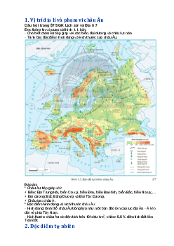 Giải SGK Địa lí 7 Bài 1: Vị trí, phạm vi và đặc điểm tự nhiên châu Âu - Cánh diều