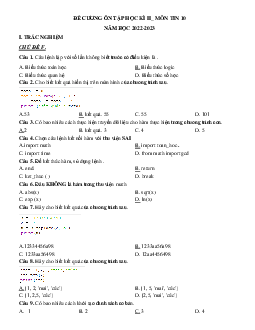 Đề cương ôn tập học kì 2 môn Tin học 10 sách Cánh diều