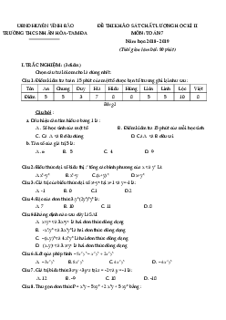 Đề thi kì 2 Toán 7 năm 2018 – 2019 trường THCS Nhân Hòa – Hải Phòng