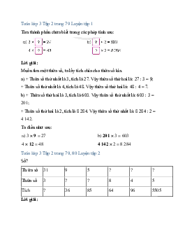 Giải SGK Toán lớp 3 trang 79, 80 Tìm thành phần chưa biết của phép tính (Tiếp theo) | Cánh diều