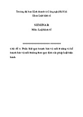 Phân biệt quy hoạch bảo vệ môi trường và kế hoạch bảo vệ môi trường theo quy định của pháp luật hiện hành môn Luật kinh tế 1  | Trường đại học kinh doanh và công nghệ Hà Nội