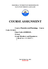 Bài Tập Môn Ngữ Âm: Phonetics & Phonology  | Khóa luận tốt nghiệp | Trường Đại học Công Nghiệp Thành phố Hồ Chí Minh
