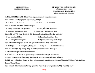 Đề thi HK2 Sử Địa 6 năm 2022 (có đáp án và ma trận)