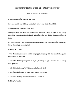 Ngữ pháp Unit 1 lớp 12 Life stories