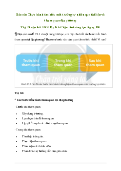 Giải Địa lí lớp 6 Bài 21: Thực hành tìm hiểu môi trường tự nhiên qua tài liệu và tham quan địa phương - Chân Trời Sáng Tạo