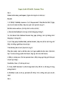 Giải Tiếng Anh lớp 4 Unit 8: Lesson Two| Family and Friends