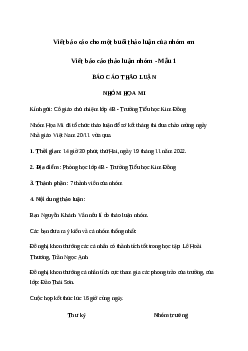 Soạn bài Viết báo cáo cho một buổi thảo luận của nhóm em| Tiếng việt 4 Chân trời sáng tạo
