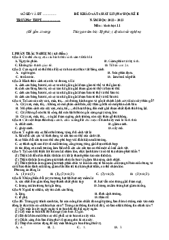 Đề thi học kì 2 môn Sinh học lớp 11 năm 2022 - 2023 | Đề 2