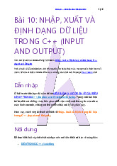 Bài 10 Nhập, Xuất và Định dạng dữ liệu trong C++ (Input and Output) Howkteam môn Cơ sở vật lý cho tin học | Học viện Nông nghiệp Việt Nam