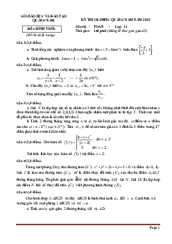 Đề Thi Olimpic Toán 11 Tỉnh Quảng Nam 2017-2018 (có đáp án)