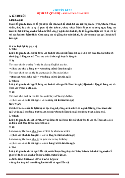 Chuyên đề ngữ pháp Tiếng Anh 12: chuyên đề 22 mệnh đề quan hệ-relative clauses