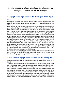 Văn mẫu 8 Nghị luận về một vấn đề của đời sống | Viết văn bản nghị luận về nạn săn bắt thú hoang dã