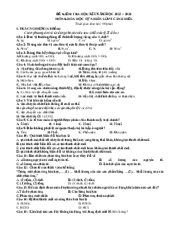 Đề thi học kì 1 môn Khoa học tự nhiên 8 năm 2023 - 2024 sách Cánh diều - Đề 3