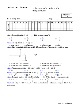 Đề kiểm tra Giải tích 12 chương 4 (Số phức) trường THPT Cần Đước – Long An