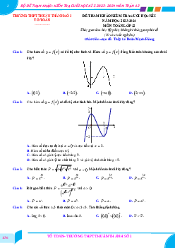 Bộ đề tham khảo cuối kì 1 Toán 12 năm 2023 – 2024 trường Thuận Thành 1 – Bắc Ninh