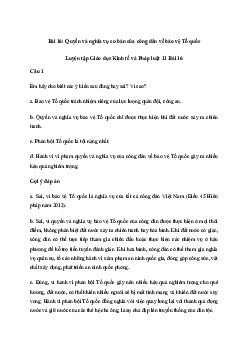 Giải Kinh tế và pháp luật 11 Bài 16: Quyền và nghĩa vụ cơ bản của công dân về bảo vệ Tổ quốc | Kết nối tri thức