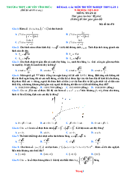 Đề thi thử tốt nghiệp 2023 Toán chuyên Vĩnh Phúc lần 1 (có lời giải chi tiết)