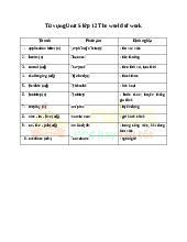 Từ vựng Unit 5 lớp 12 The world of work