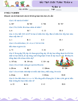 Giải Bài tập cuối tuần lớp 4 môn Toán Kết nối tri thức - Tuần 2