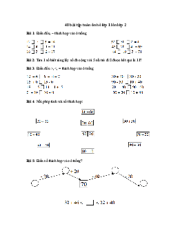 48 bài tập Toán ôn hè lớp 1 lên lớp 2