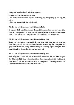 Nói 2-3 câu về một môn học em thích | Tập làm văn lớp 3 Kết nối tri thức